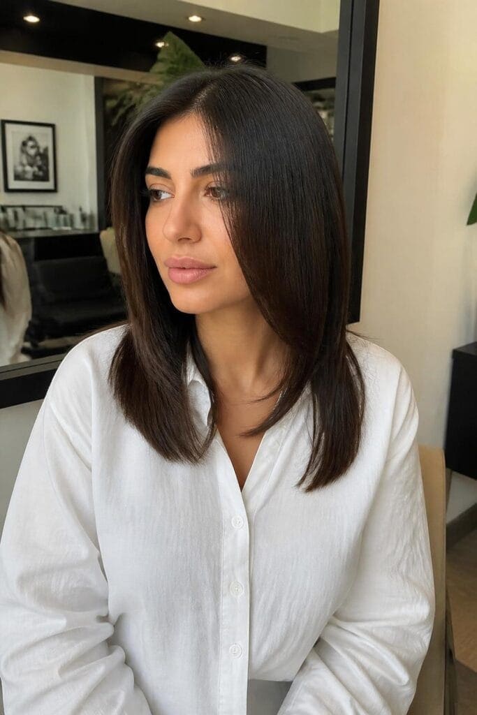 Sleek Layers with a Center Part hairstyle