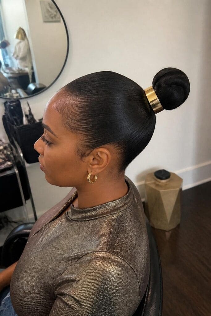 Sleek Bun with a Gold Cuff hairstyle