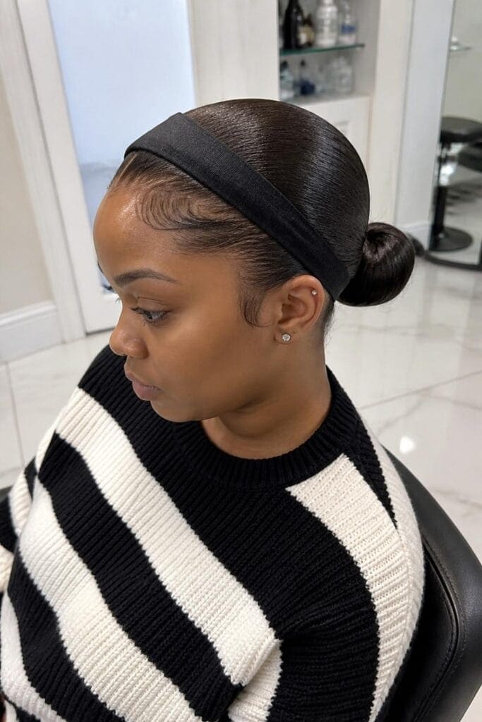 Sleek Bun with a Headband hairstyle