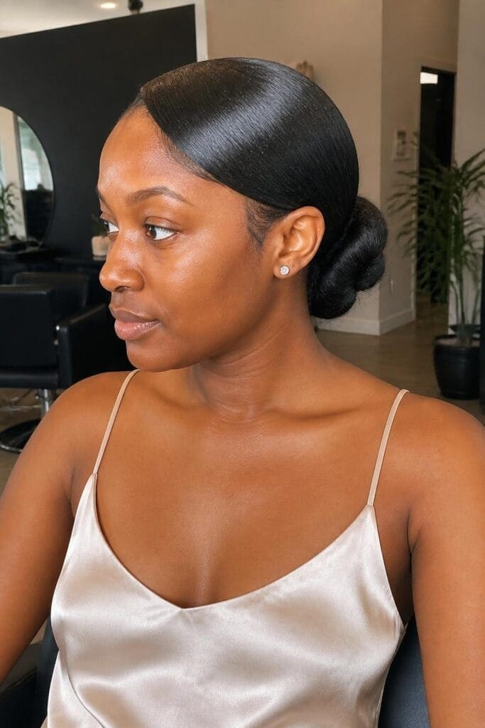 Sleek Bun with a Side Sweep hairstyle
