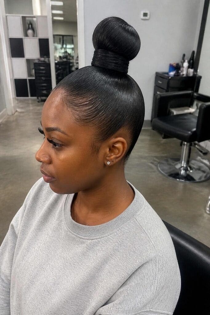 Sleek Bun with a Wrapped Base hairstyle