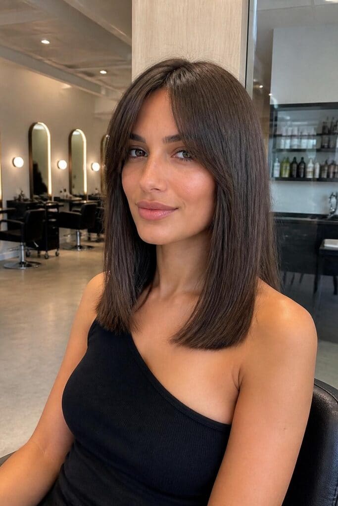 Blunt Cut with Soft Layers and Curtain Bangs hairstyle