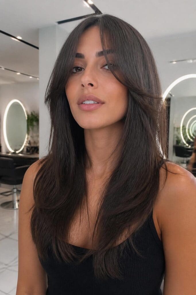 Classic Long Layers with Wispy Curtain Bangs hairstyle
