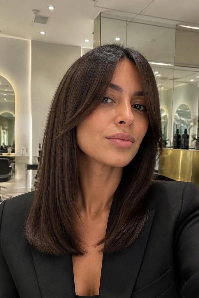 Sleek Straight Layers with Curtain Bangs hairstyle