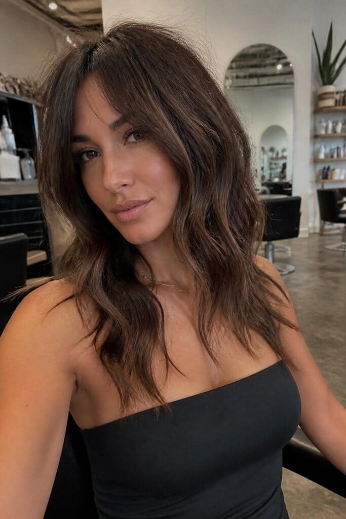 Textured Shag with Curtain Bangs hairstyle