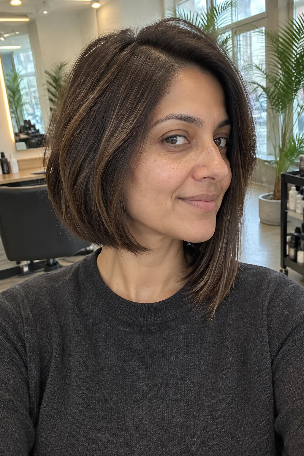 Asymmetric Layered Bob hairstyle