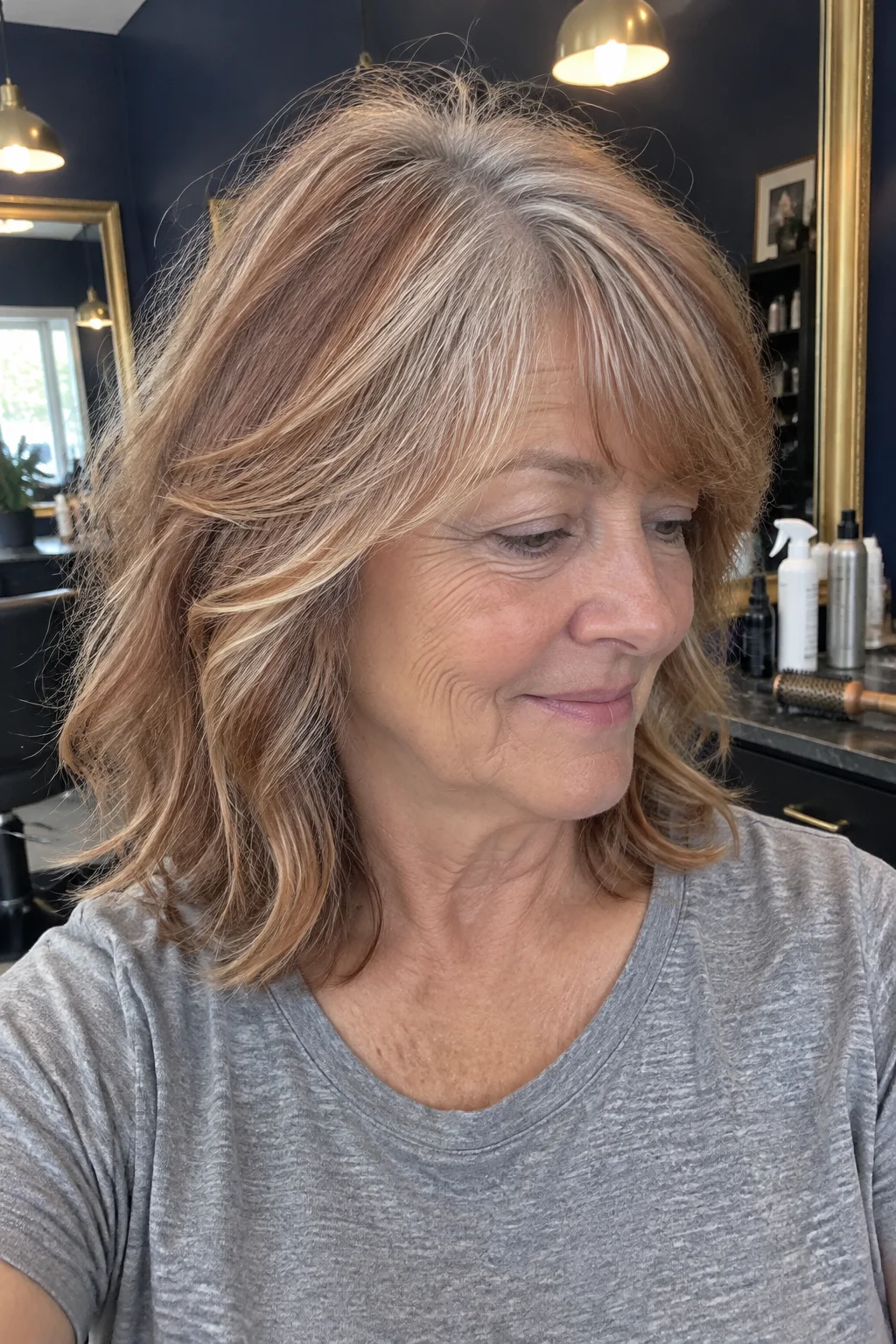 Long Layered Cut with Grown-Out Bangs hairstyle