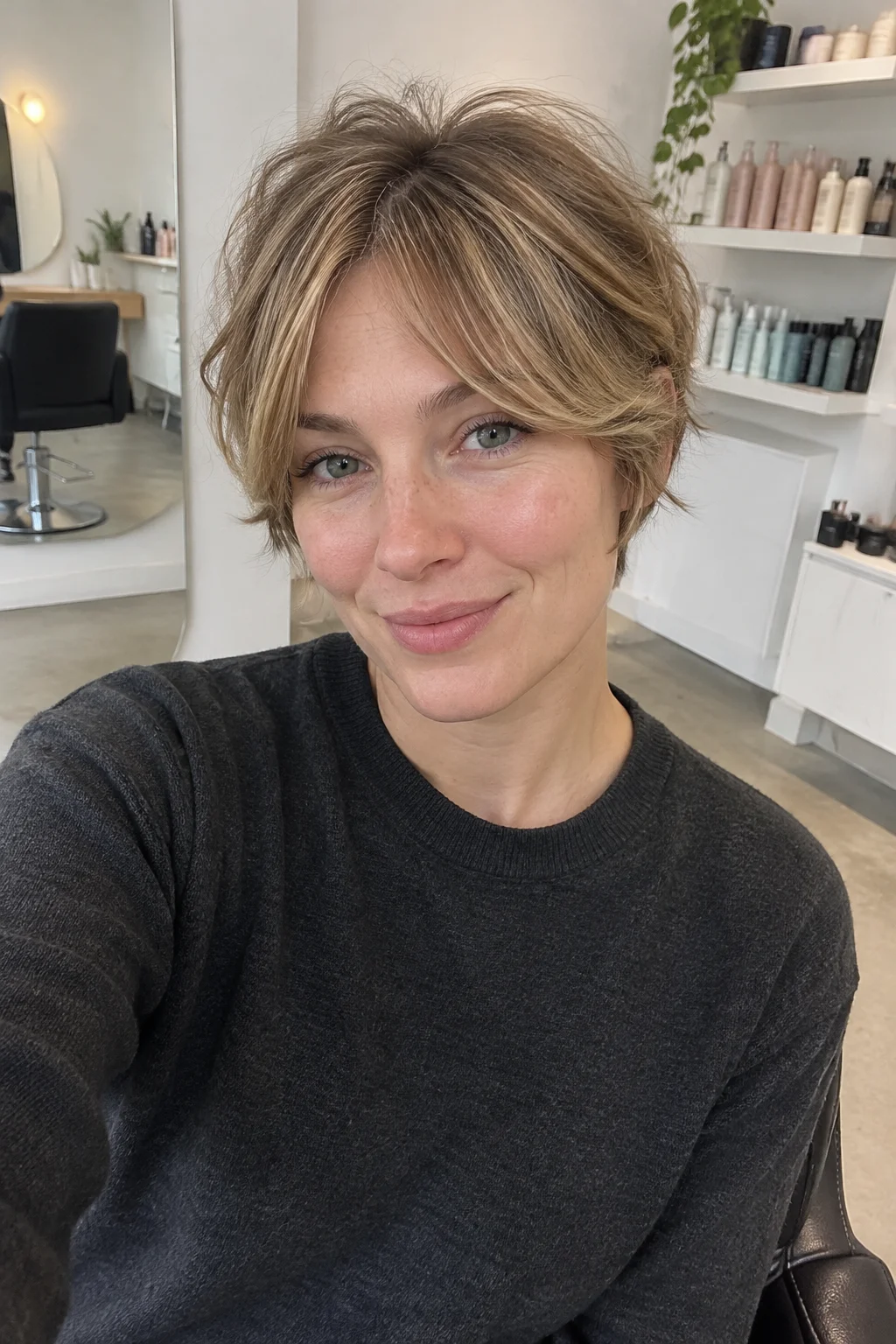 Textured Pixie with Curtain Bangs hairstyle