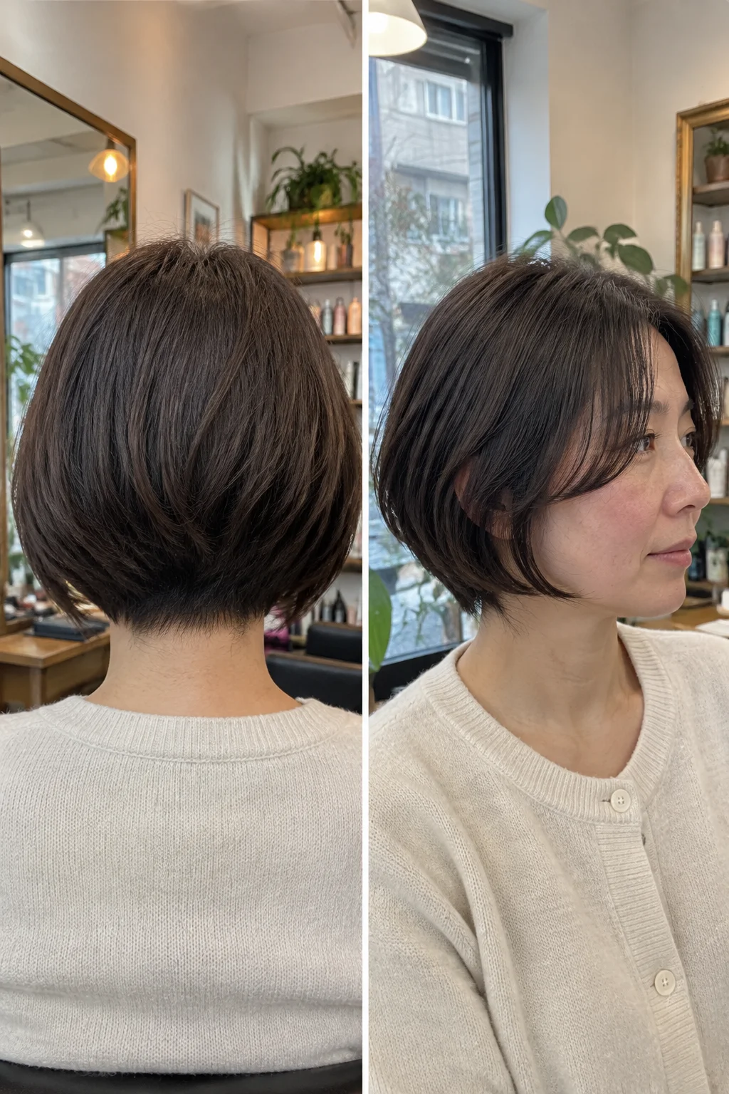 Stacked Bob with Curtain Bangs hairstyle