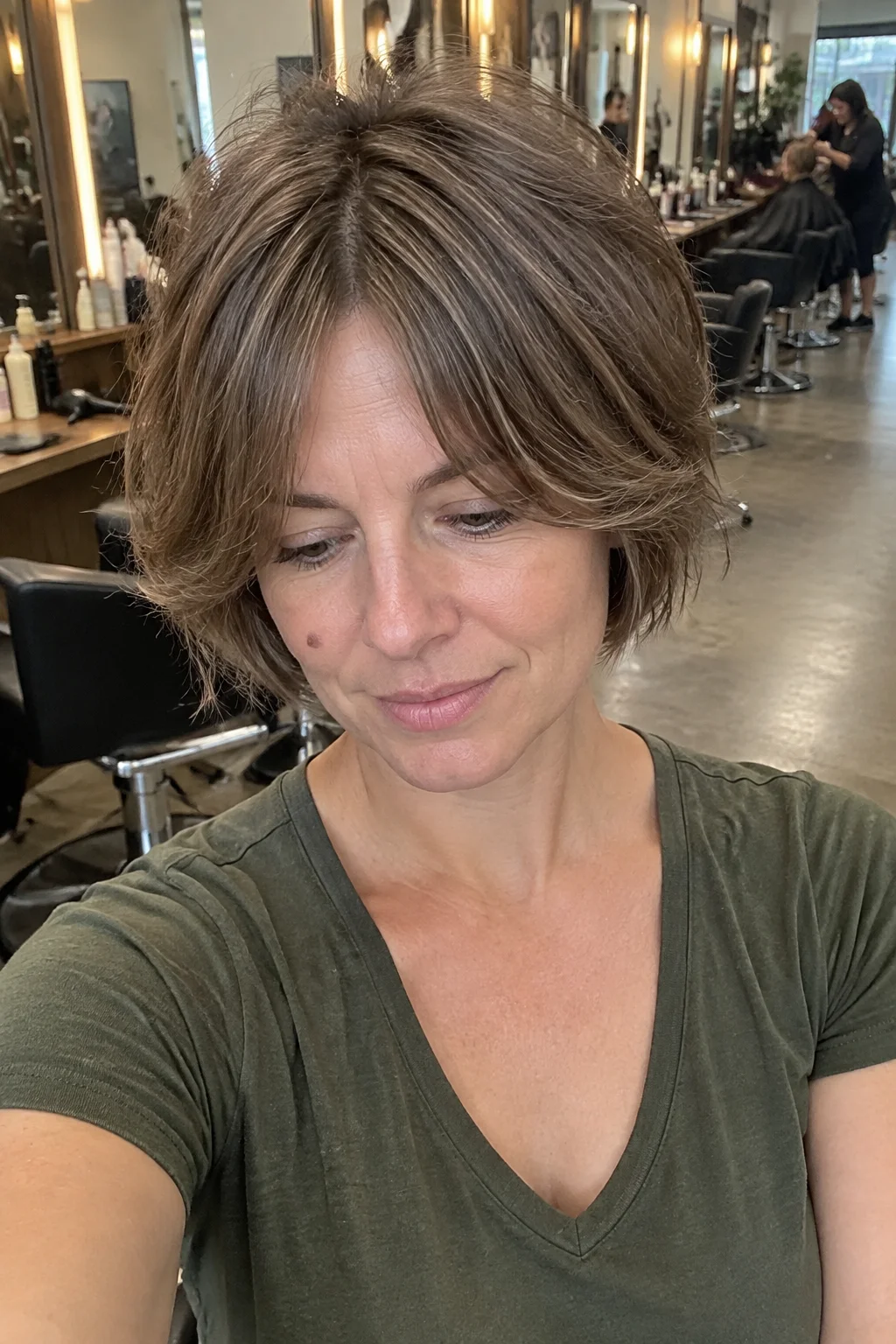 Shaggy Layered Crop with Curtain Bangs hairstyle